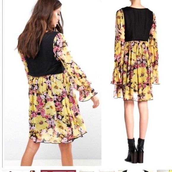 Free People Alice Vested Black Combo Floral Dress - Picture 10 of 10